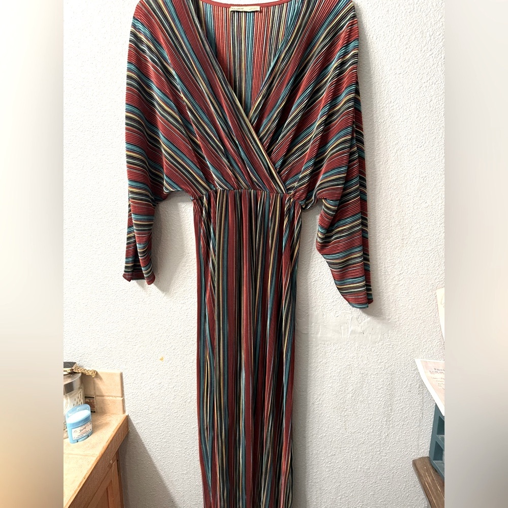 Pull&Bear Red and Blue Wrap Gown with Dolman Sleeves
